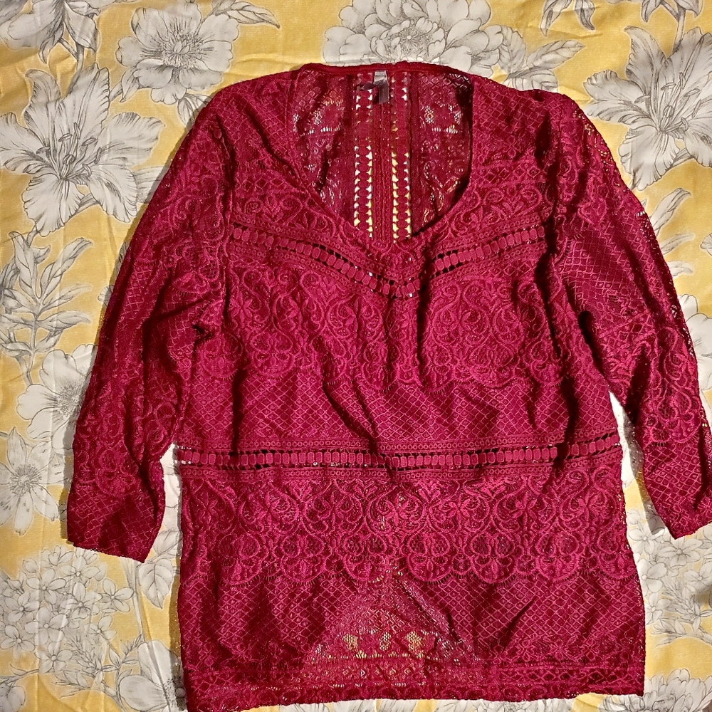 Burgundy blouse/shirt - Size XL